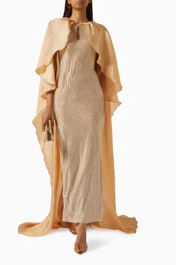 فستان بكاب مطرز بالكريستال