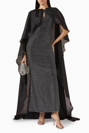 فستان بكاب مطرز بالكريستال