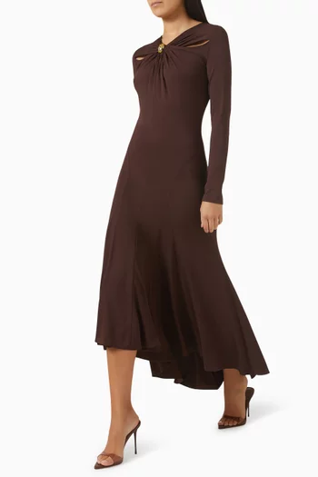 فستان بعقدة ملفوفة في الأمام كريب