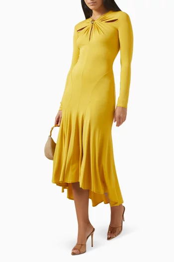 فستان بعقدة ملفوفة في الأمام كريب