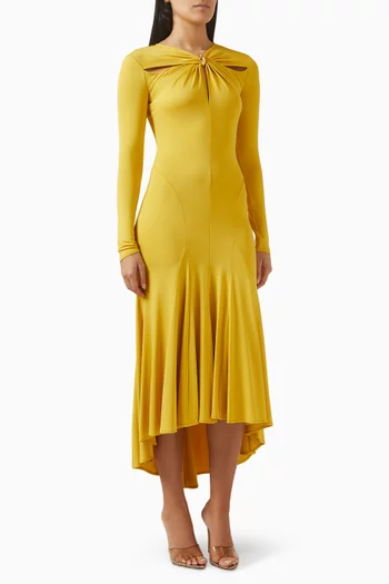 فستان بعقدة ملفوفة في الأمام كريب