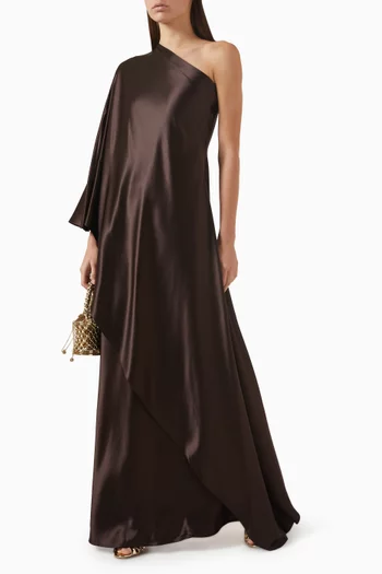 Aria One-shoulder Maxi Dress in Satin