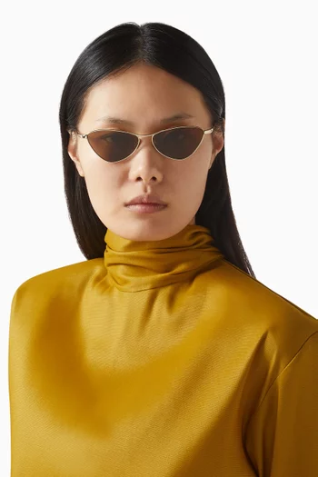 نظارة شمسية إس إل 830-004 بإطار بتصميم عين القطة معدن بلون ذهبي