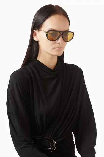 نظارة شمسية بعقدة وإطار أفياتور أسيتات ومعدن