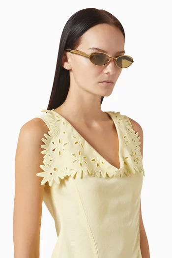 نظارة شمسية ساردين بإطار بيضاوي معدن