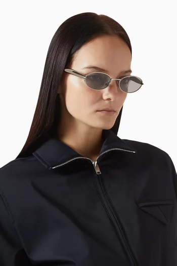 نظارة شمسية ساردين بإطار بيضاوي معدن