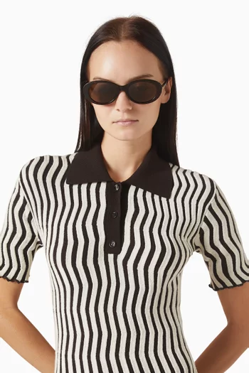 نظارة شمسية كلاسيكية بإطار بيضاوي أسيتات