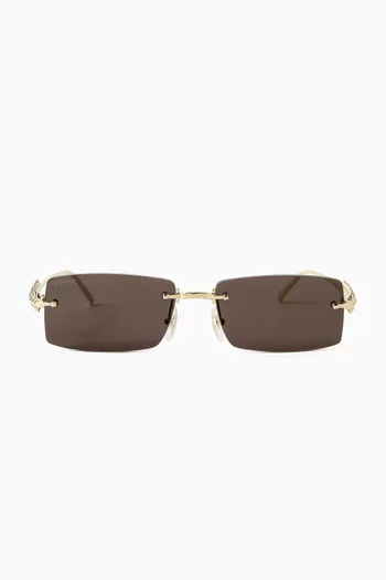 Rectangular Sunglasses in Gold-tone Metal
