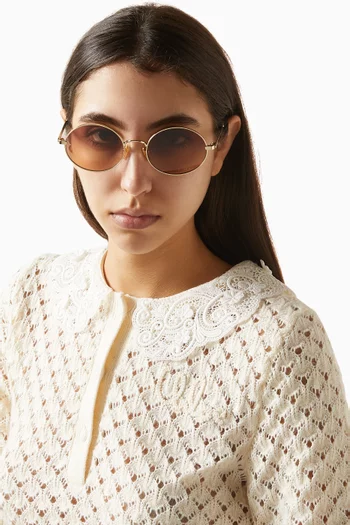 Oversized Round Sunglasses in Metal