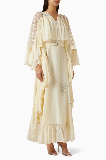 فستان بكشكش وحزام كريب هندي