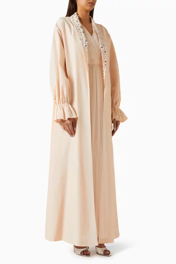 فستان سهرة مزين بتطريزات كريب هندي