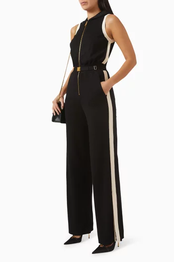 Belted Knit Jumpsuit in Viscose Blend