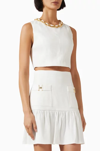 Jewel-chain Crop Top in Linen Blend