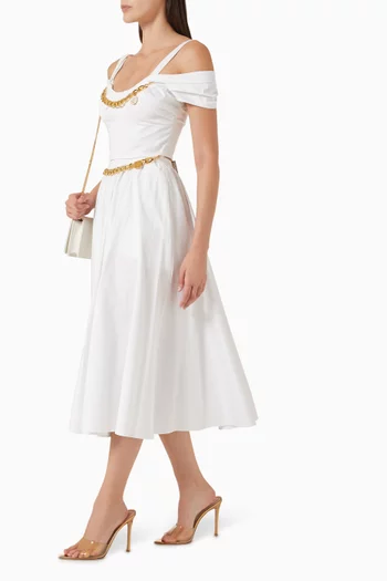 تنورة متوسطة الطول قطن مطاطي