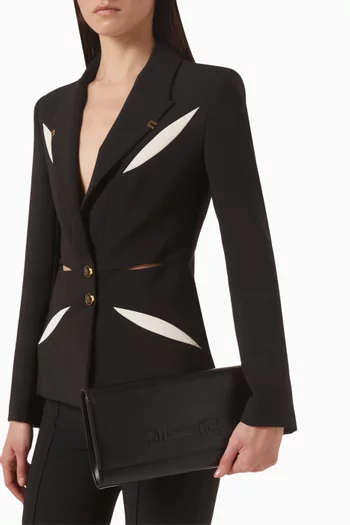 Logo Embossed Clutch Bag in Leather