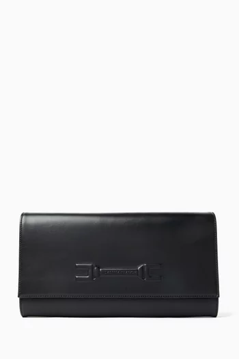 Logo Embossed Clutch Bag in Leather