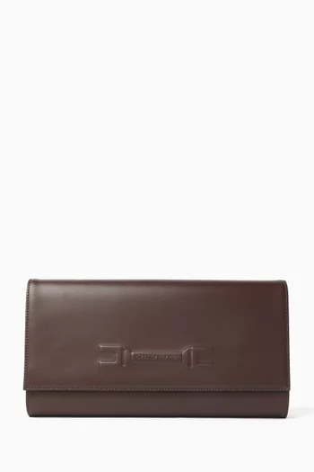 Logo Embossed Clutch Bag in Leather