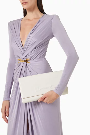 Logo Embossed Clutch Bag in Leather
