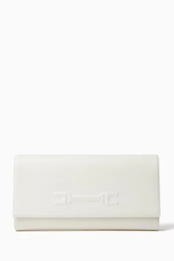 Logo Embossed Clutch Bag in Leather