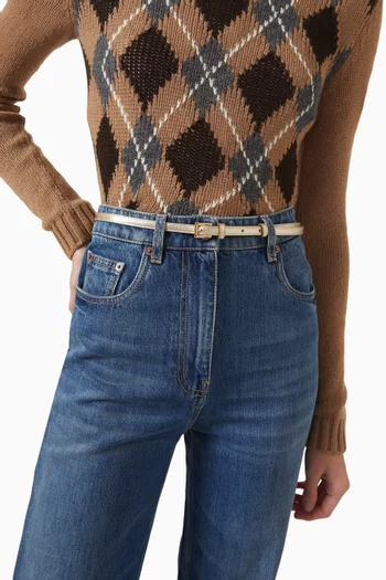 حزام رفيع جلد لامع