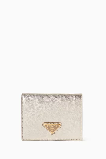 Small Wallet in Metallic Saffiano Leather