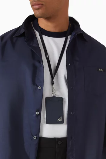 حافظة بطاقة الهوية بحلية مثلثة بشعار الماركة جلد سافيانو