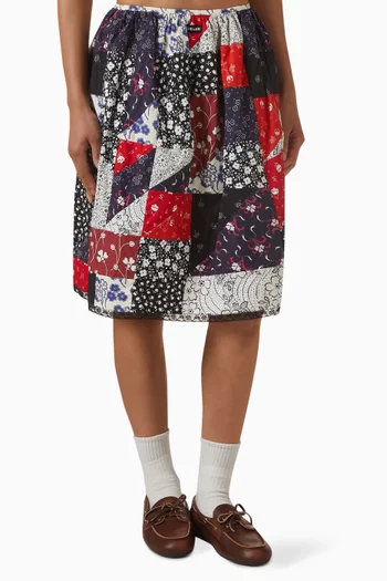 تنورة قصيرة بنقشة برقعات بوبلين