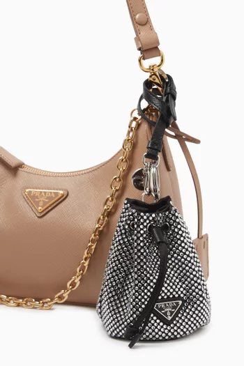 Mini Icon Crystal-embellished Bag Charm in Satin