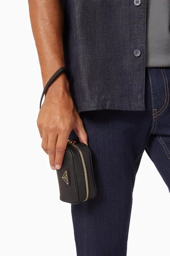 Logo Pouch in Saffiano Leather