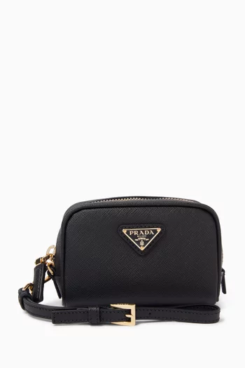 Logo Pouch in Saffiano Leather