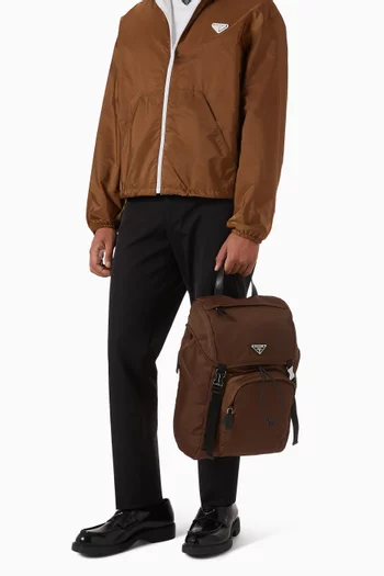 Triangle Logo Backpack in Nylon & Saffiano Leather