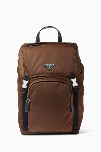 Triangle Logo Backpack in Nylon & Saffiano Leather