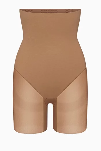 Power Mesh Zoned High Waisted Mid Thigh Short