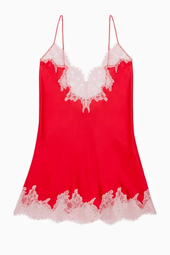 Silk Lace Mini Slip Dress
