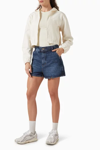 جاكيت قصير بسحاب قطن منسوج