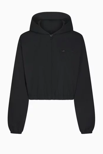 جاكيت قصير بسحاب قطن منسوج