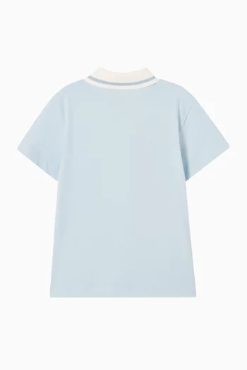 تي شيرت بولو مطرز بشعار الماركة قطن بيكيه