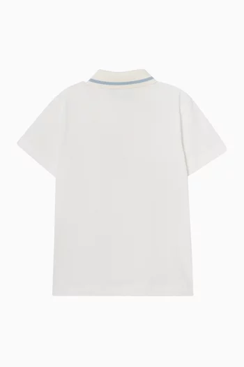 تي شيرت بولو مطرز بشعار الماركة قطن بيكيه