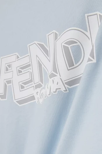 تي شيرت بطبعة شعار الماركة قطن