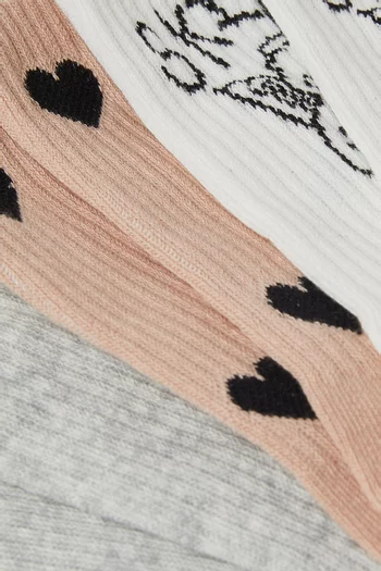 Ribbed Crew Socks, Set of 3