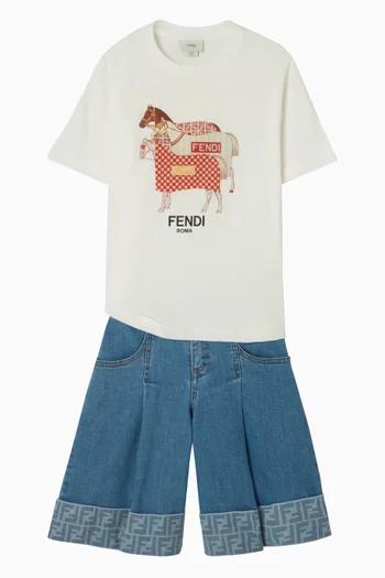 FF Logo Shorts in Denim