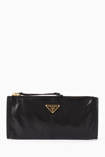 Triangle Logo Pouch in Leather