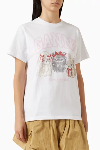 تي شيرت بطبعة حيوانات قطن عضوي وجيرسيه