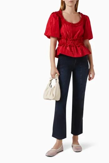 Everly Ruffle Top in Taffeta