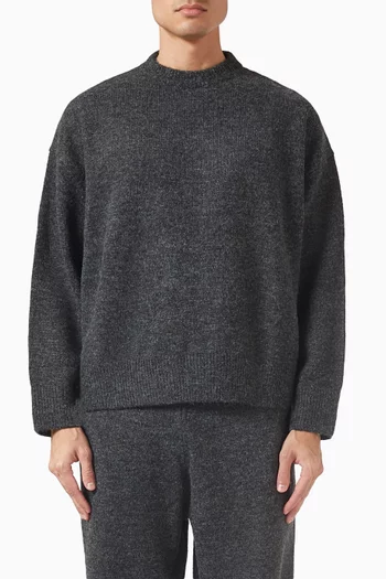 Knit Crewneck Sweater in Mohair-blend