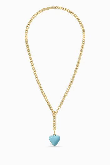 The Mini Puffy Heart Necklace in Gold-tone Brass