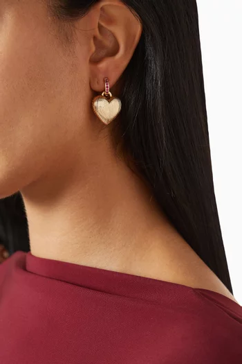 The Textured Heart Earrings in Gold-tone Brass