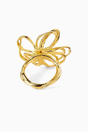 خاتم بتصميم زهرة بسلك نحاس بلون ذهبي