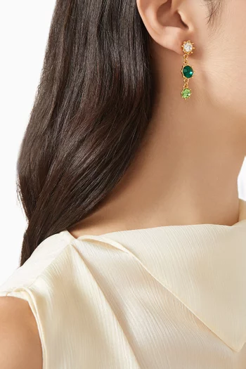Crystal Drop Earrings in Gold-tone Brass