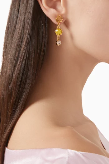 Crystal Drop Earrings in Gold-tone Brass